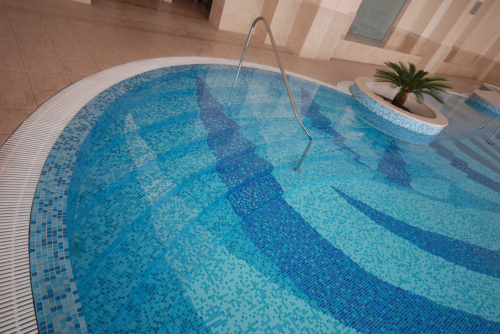 Glass mosaic for swimming pools